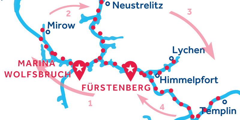 Fürstenberg HEEN EN TERUG via Waren, Neustrelitz & Templin 
