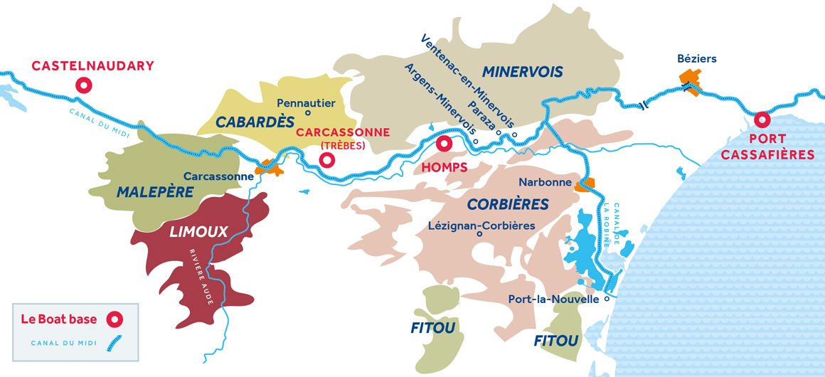 Languedoc en Canal du Midi wijnkaart