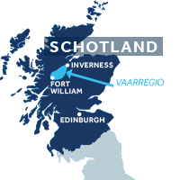 Kaart met het Caledonische Kanaal in Schotland