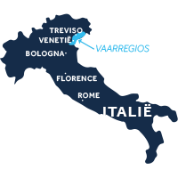 De kaart laat zich waar Venetië en Friuli zich in Italië bevinden