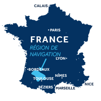 Carte indiquant la zone de navigation en Aquitaine en France