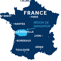 Carte indiquant la zone de navigation en Charente en France